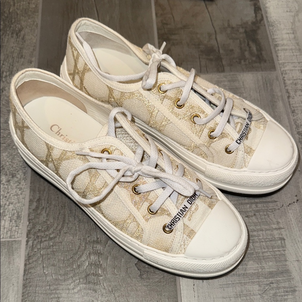 Dior Women's Gold Canvas Sneakers